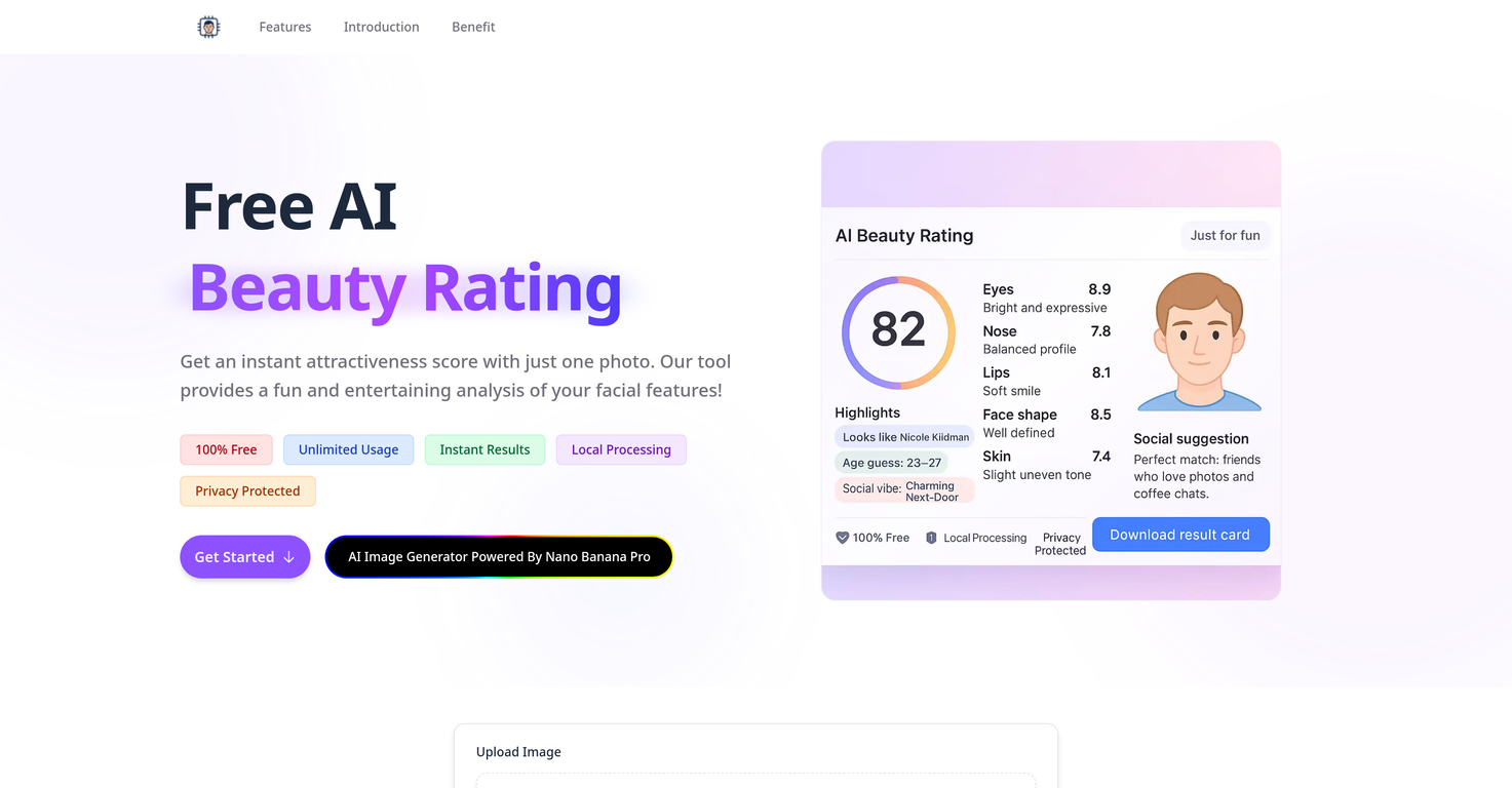 AI Beauty Rating website