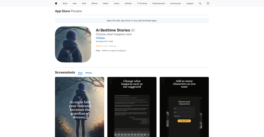 Ai Bedtime Stories website