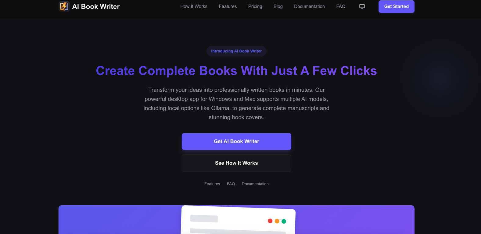 AI Book Writer website