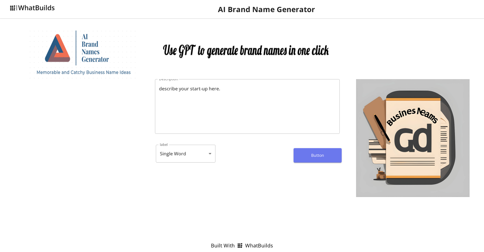 AI Brand Name Generator website