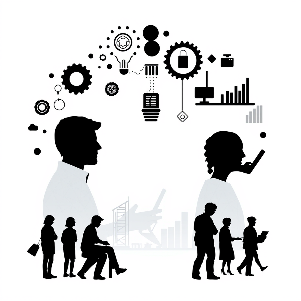 AI, Business, Tech concept silhouette generator website