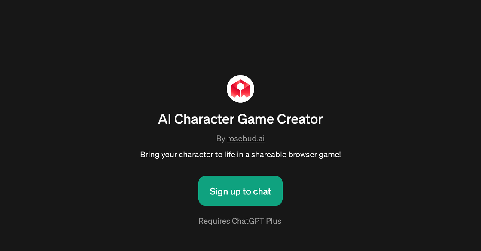 AI Character Game Creator website