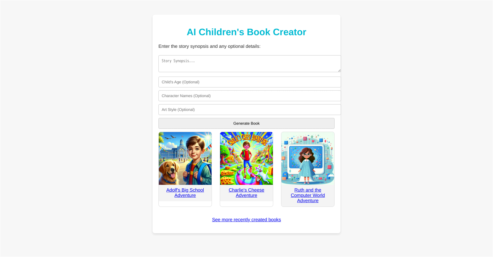 AI Children's Book Creator website