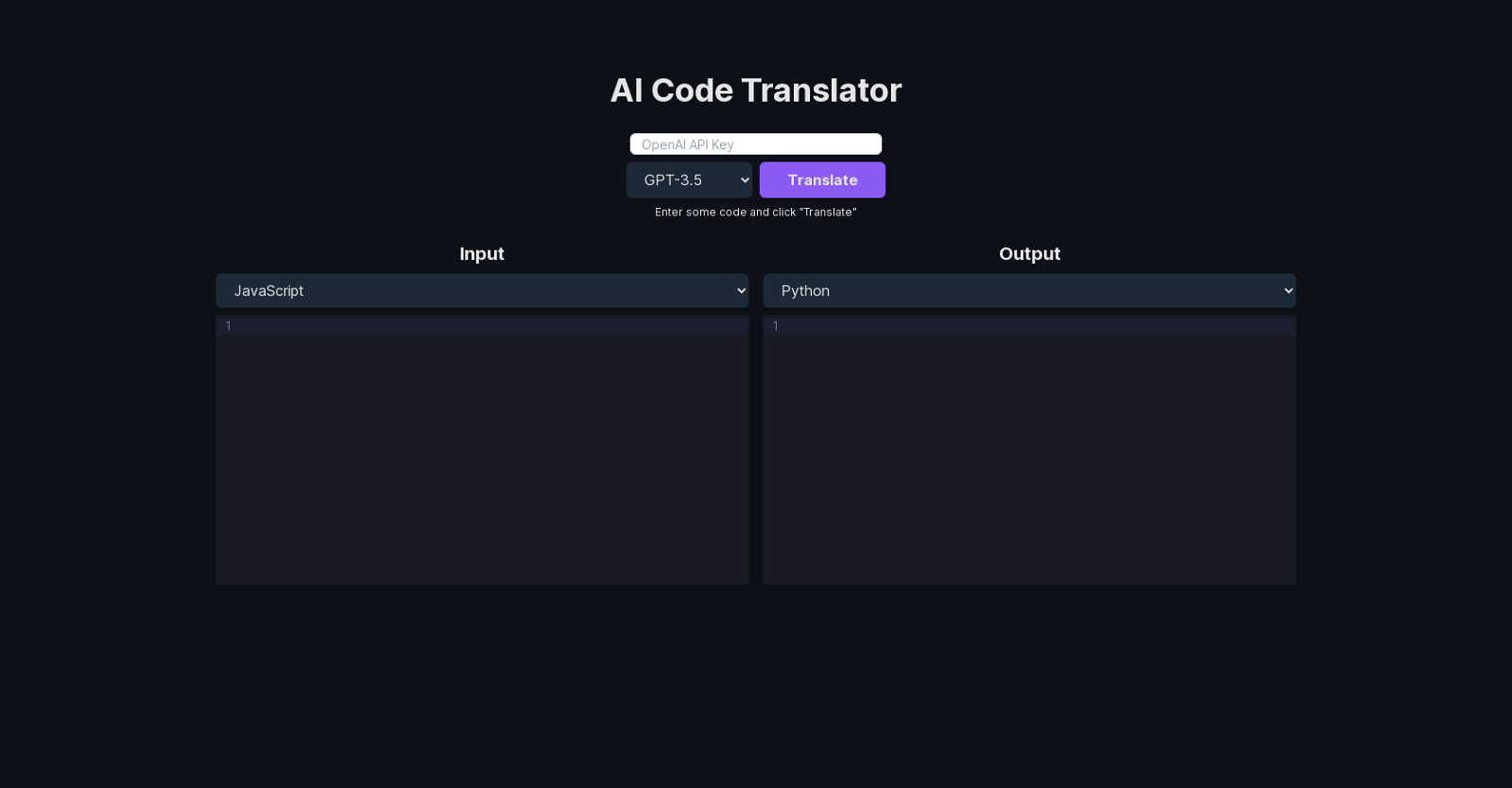 AI Code Translator website