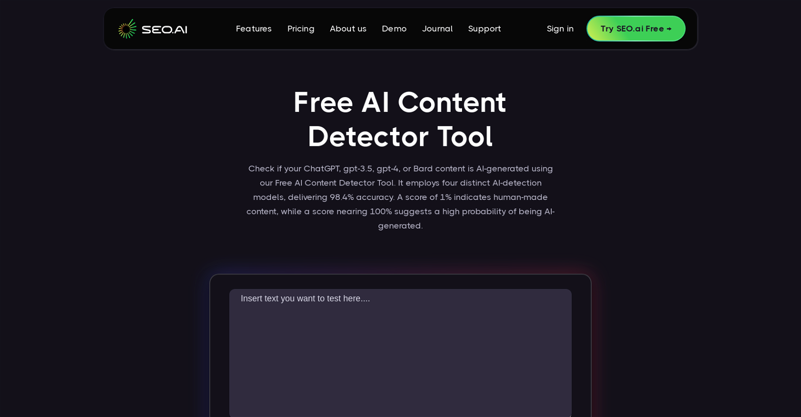 AI Content Detector website