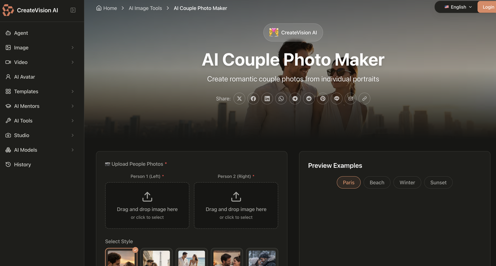 AI Couple Photo Maker | CreateVision website