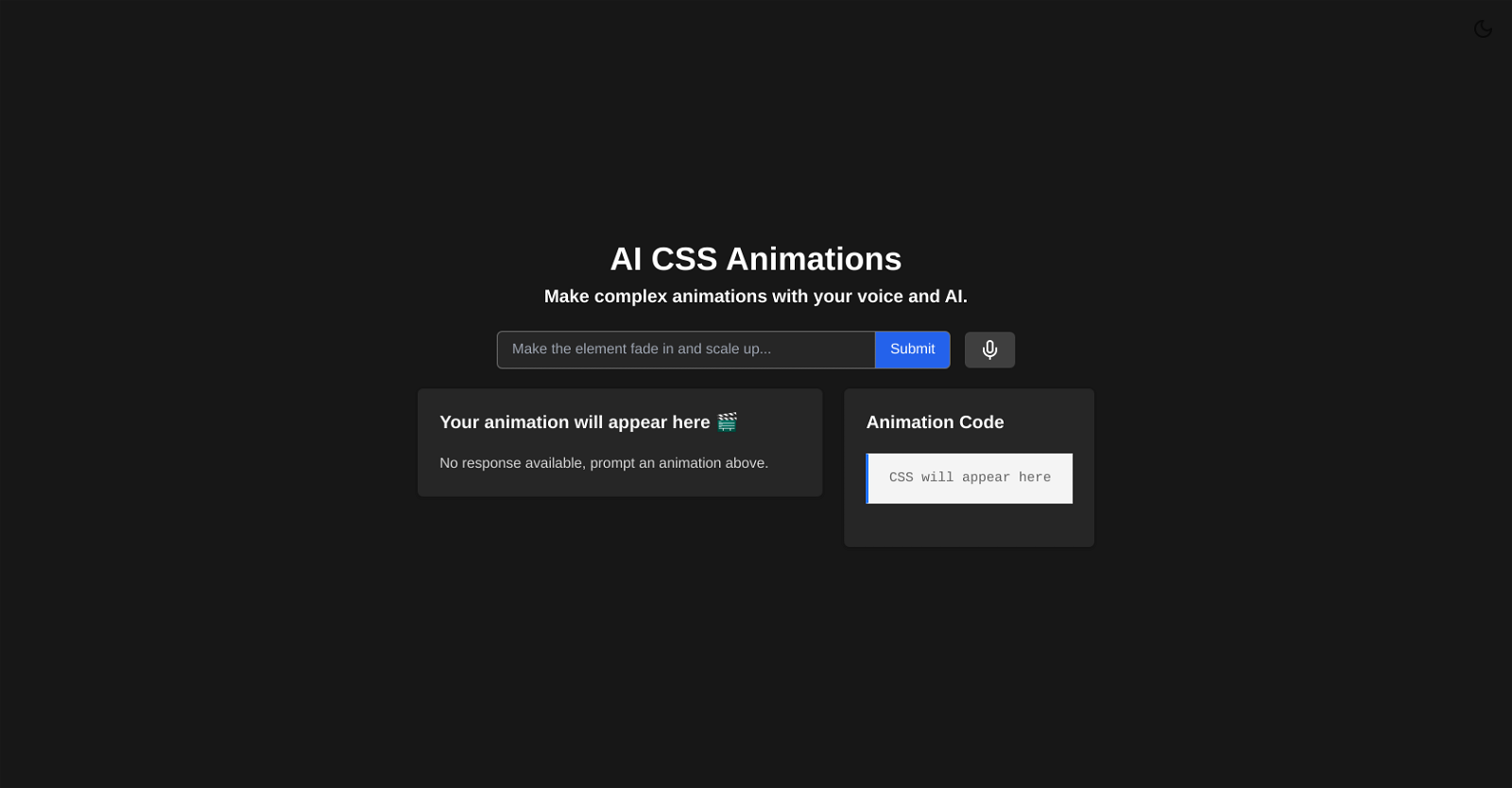 AI CSS Animations website