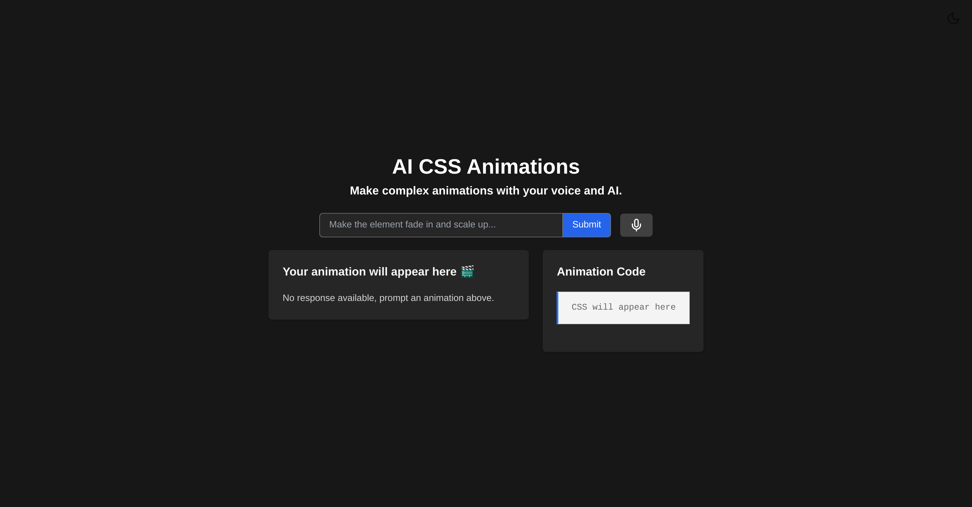 AI CSS Animations website