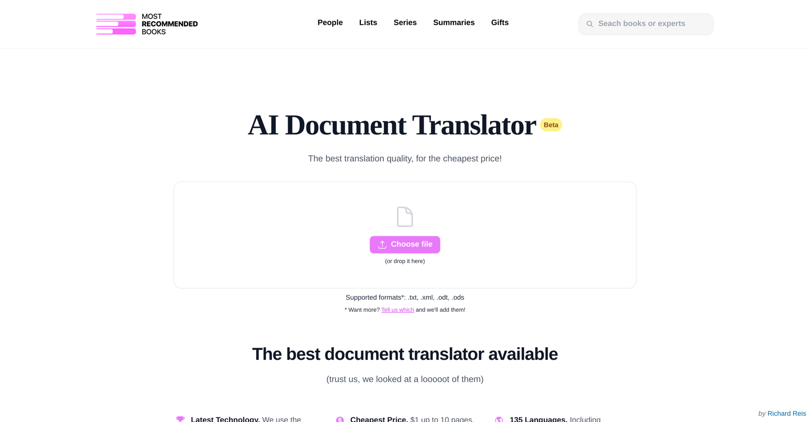 AI Document Translator website