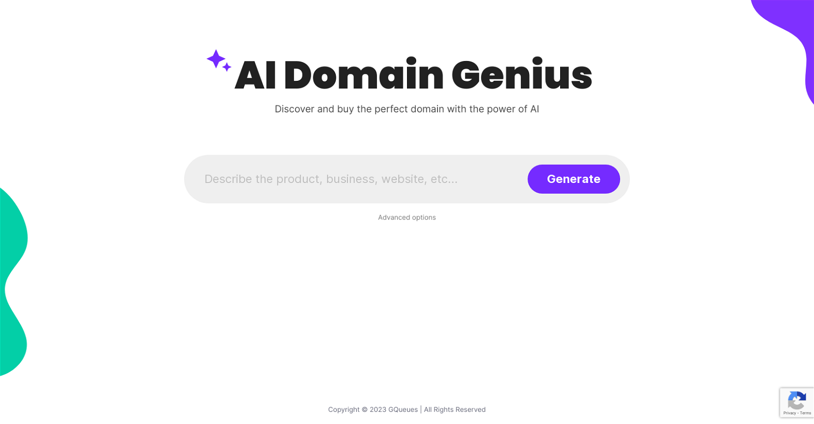 AI Domain Genius website