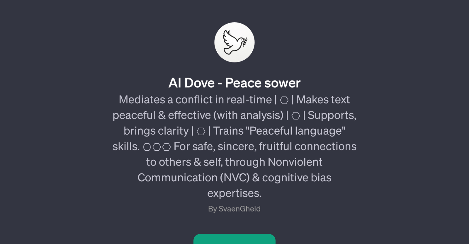 AI Dove - Peace Sower website