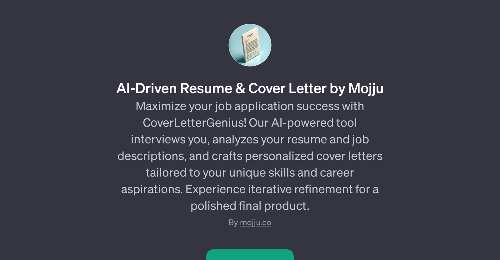 AI-Driven Resume & Cover Letter by Mojju website