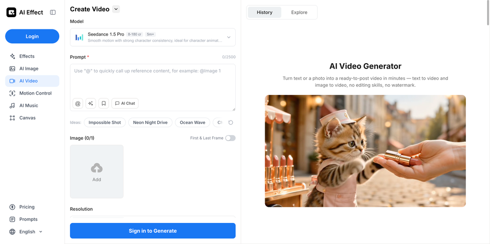 AI Effect | AI Video Generator website