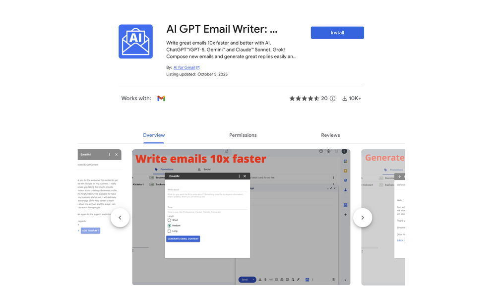 AI Email Writer website