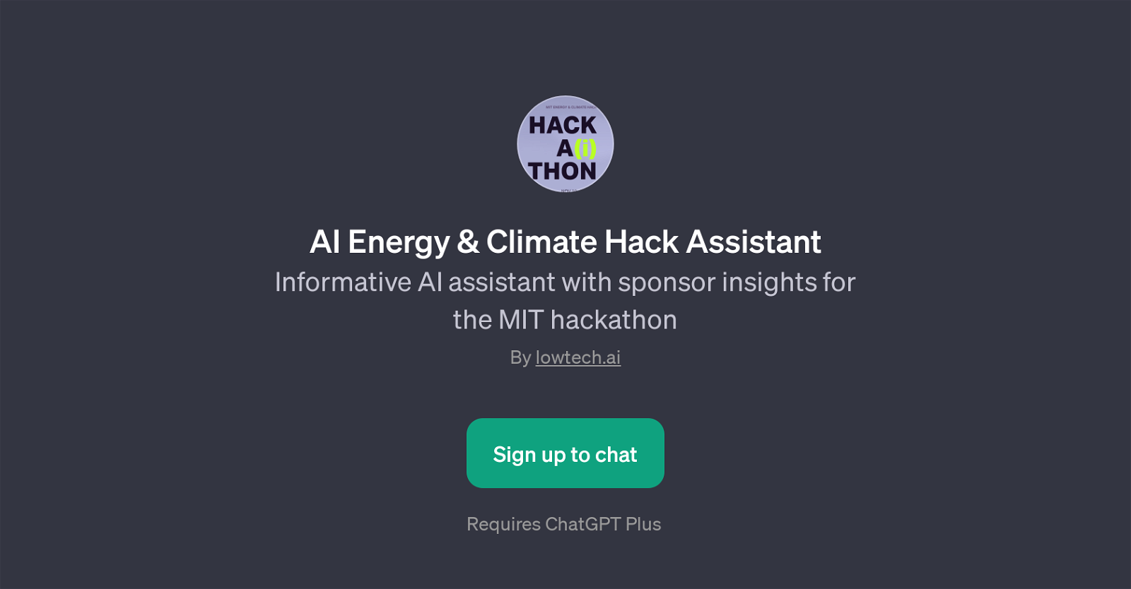 AI Energy & Climate Hack Assistant website