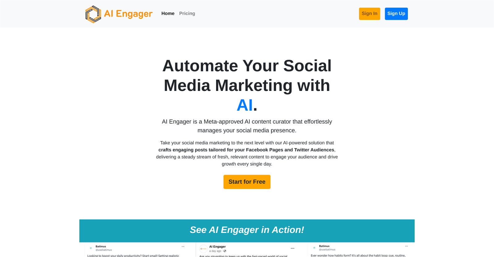 AI Engager website
