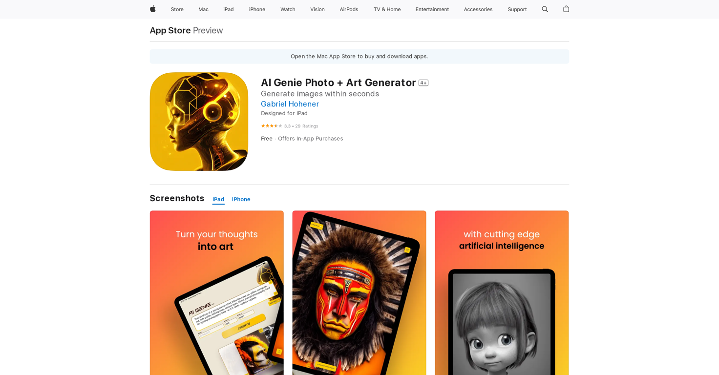 AI Genie Photo + Art Generator website