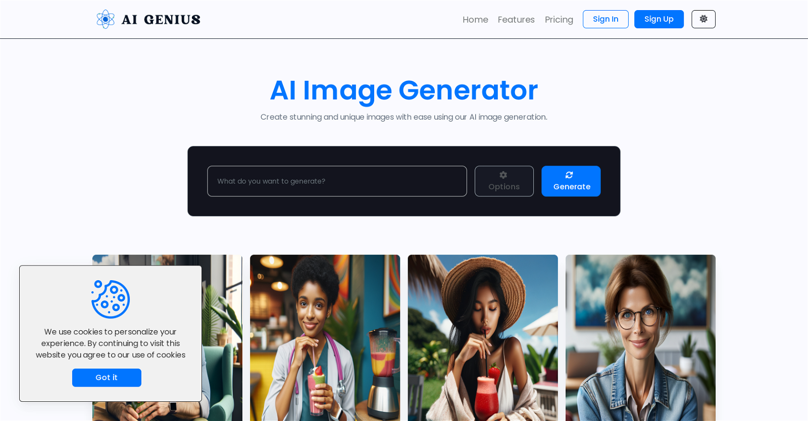 AI GENIUS - Image generator website