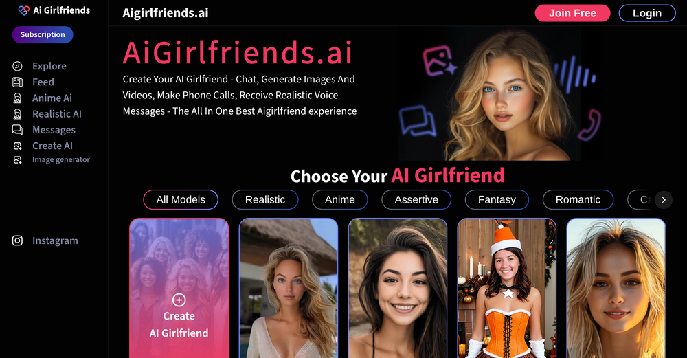 AIGirlfriends.ai - Chat Simulator website