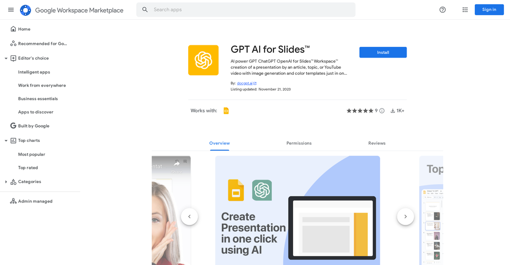 AI GPT for Slides website