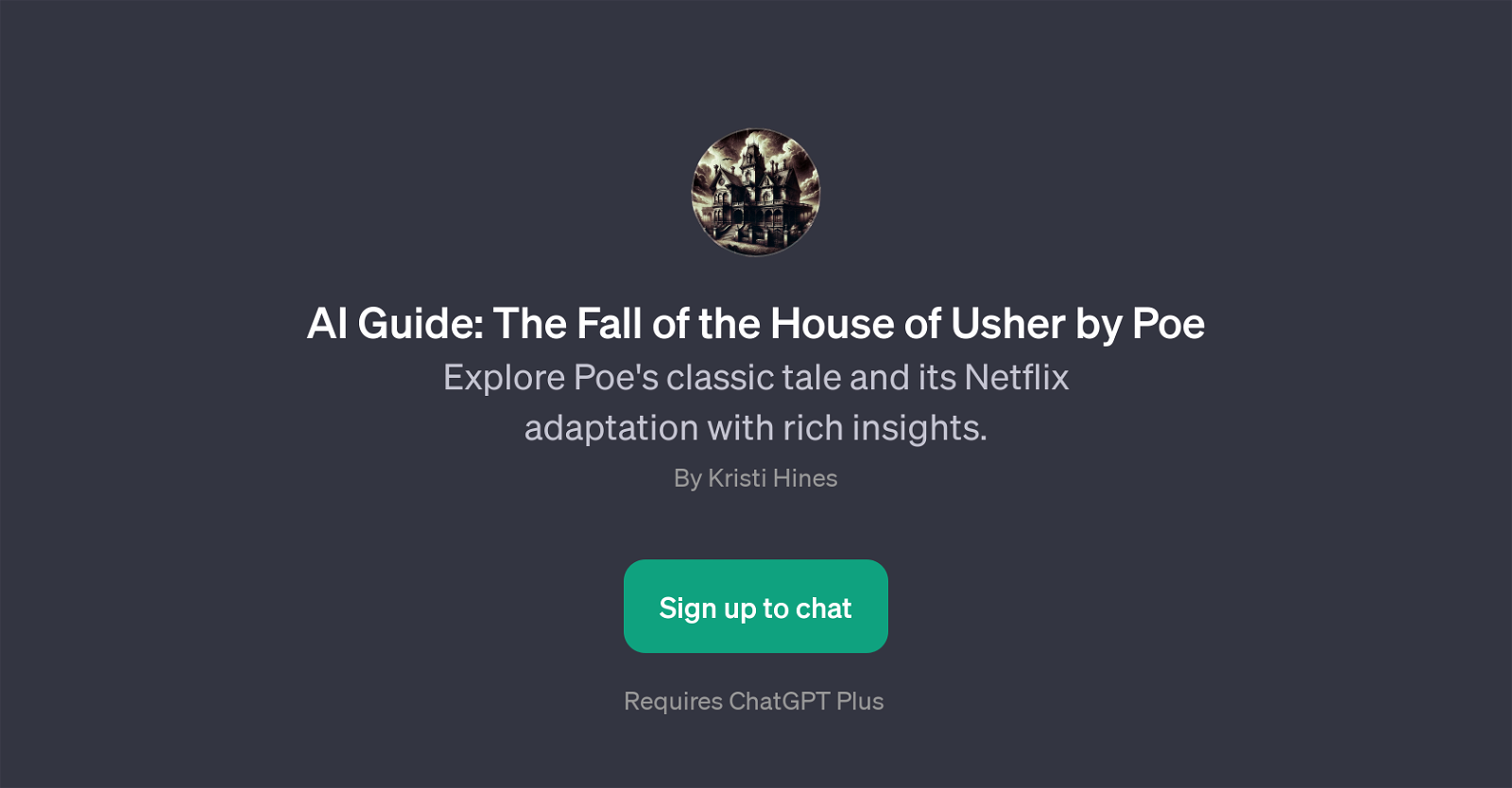 AI Guide: The Fall of the House of Usher by Poe website