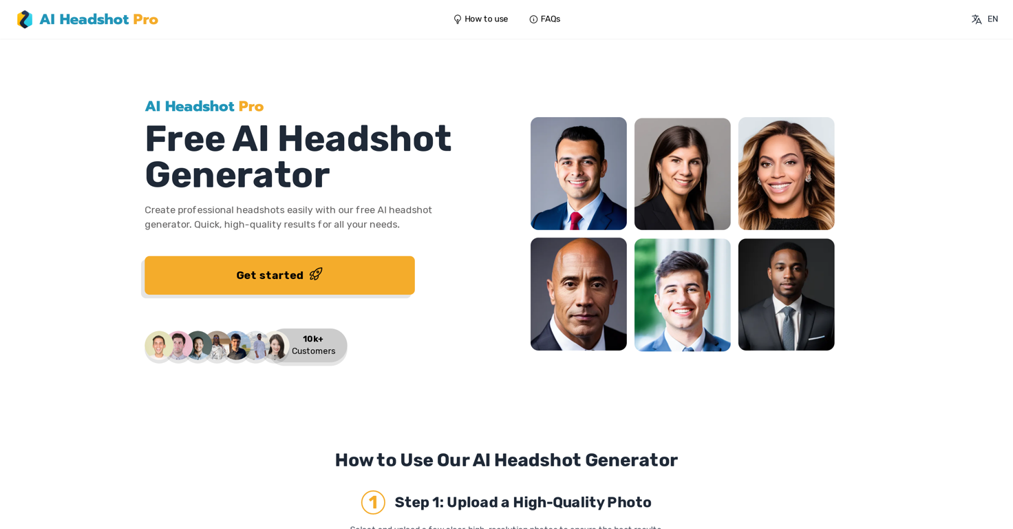 AI Headshot Pro website