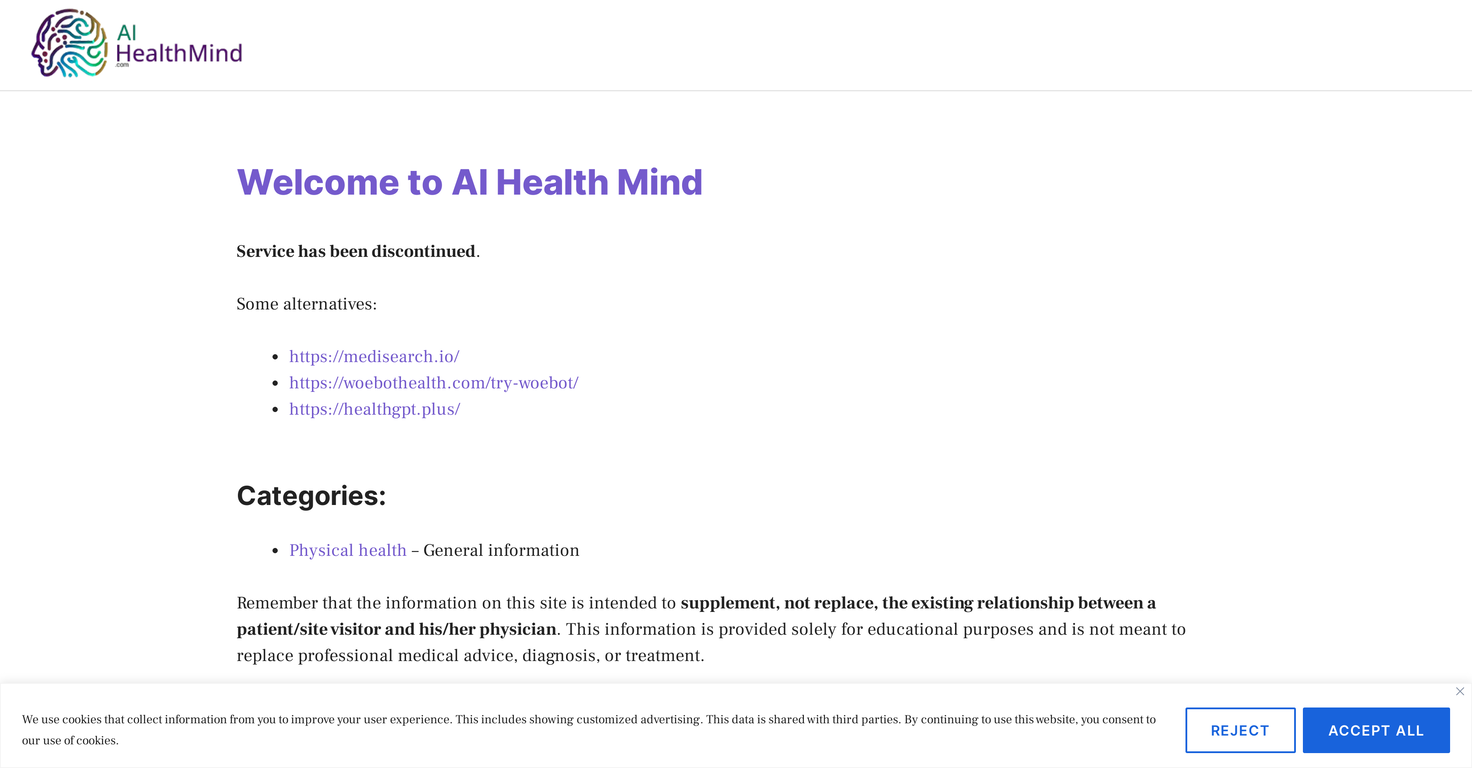 AI Health Mind website