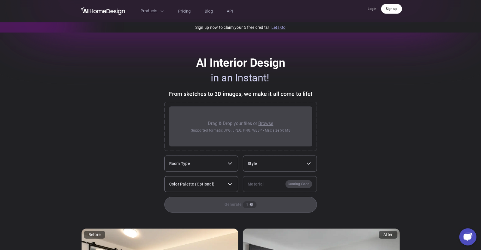 AI Home Design website