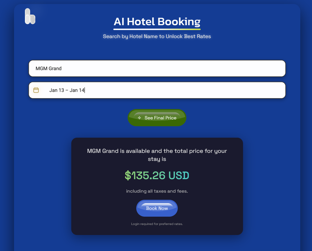 AI Hotel Price Checker - BusinessHotels.com website