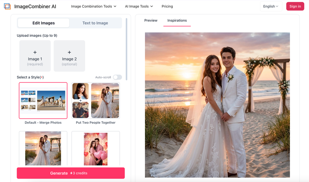 AI Image Combiner website