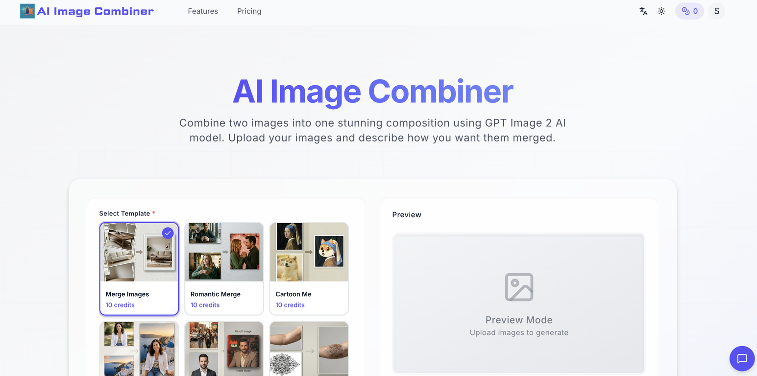 AI Image Combiner website