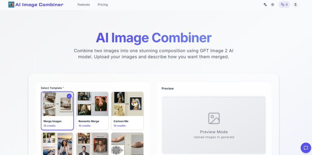 AI Image Combiner website