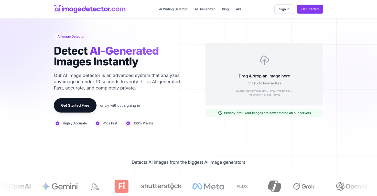 AI Image Detector website