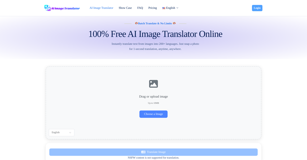 AI Image Translator.io website