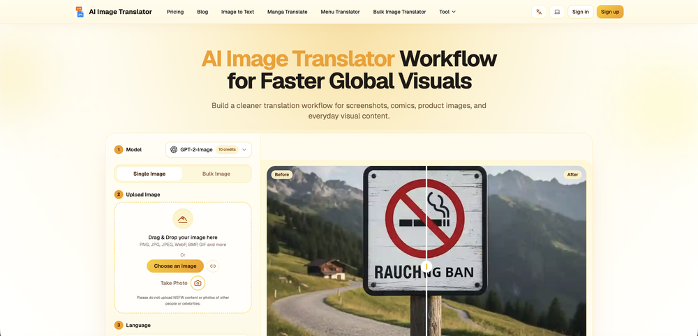 AI Image Translator.org website