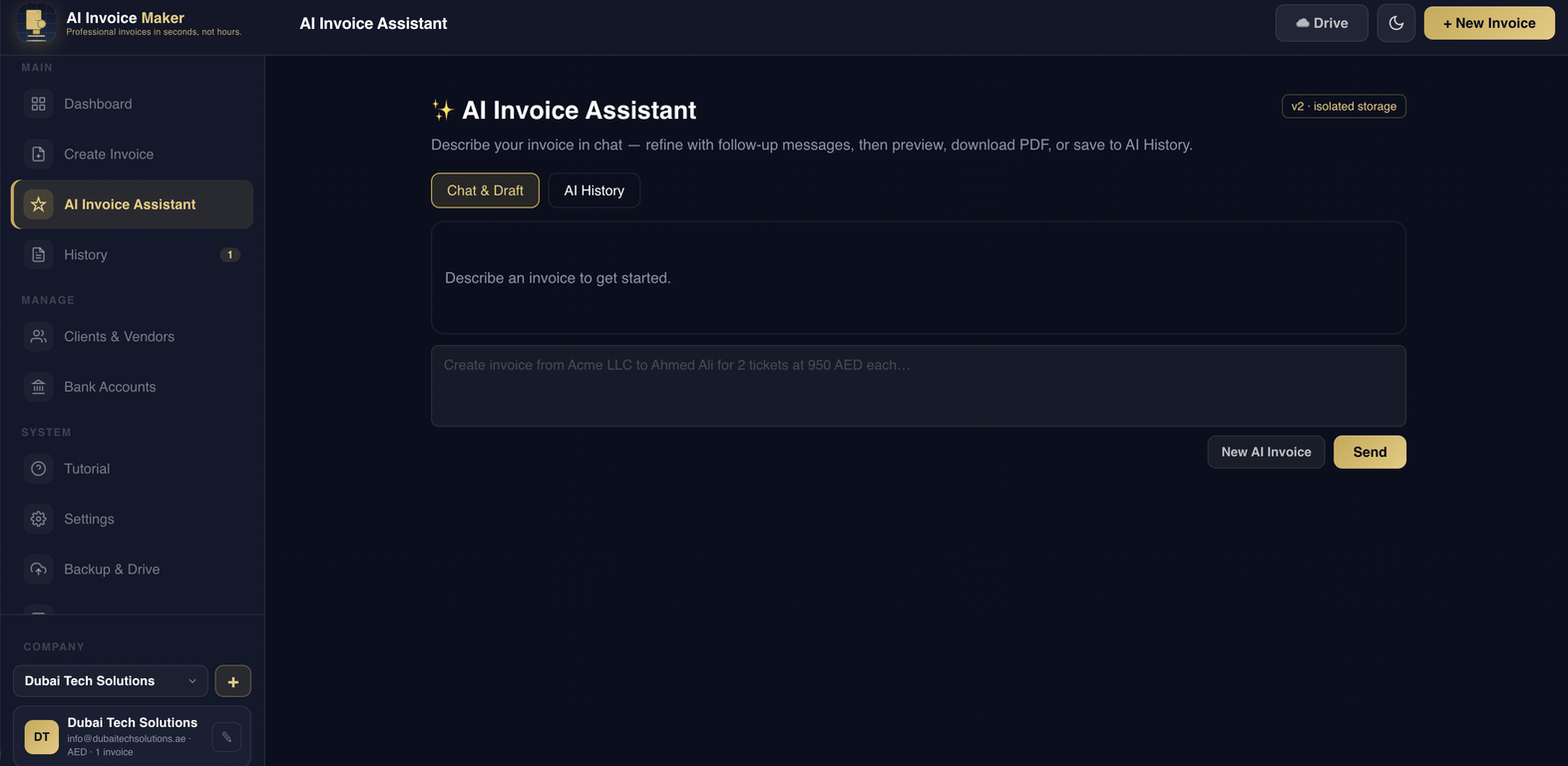 AI Invoice Maker website