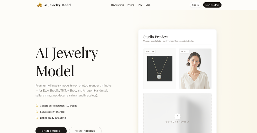 AI Jewelry Model website