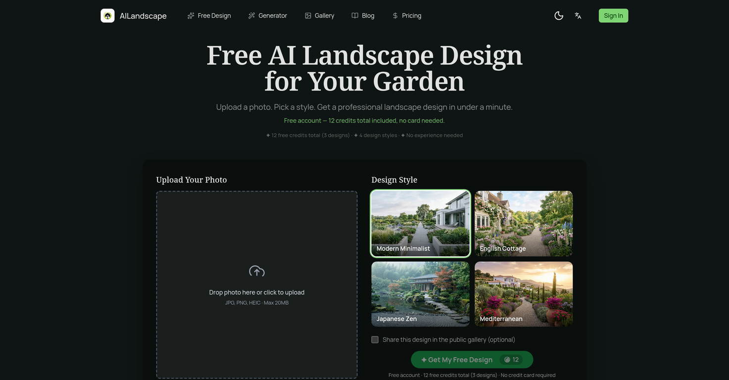 AI Landscape Garden website