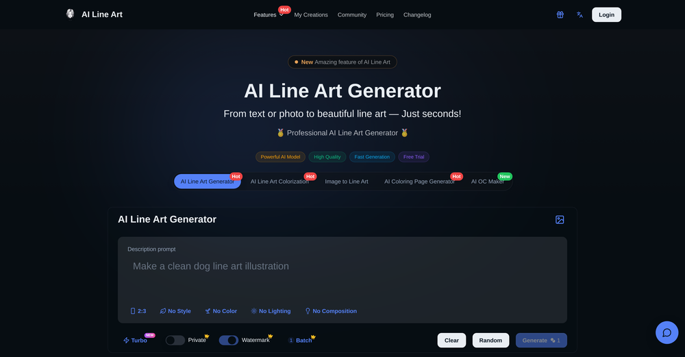 AI Line Art website