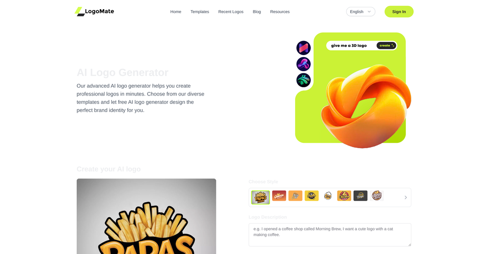 AI Logo Generator.sh website