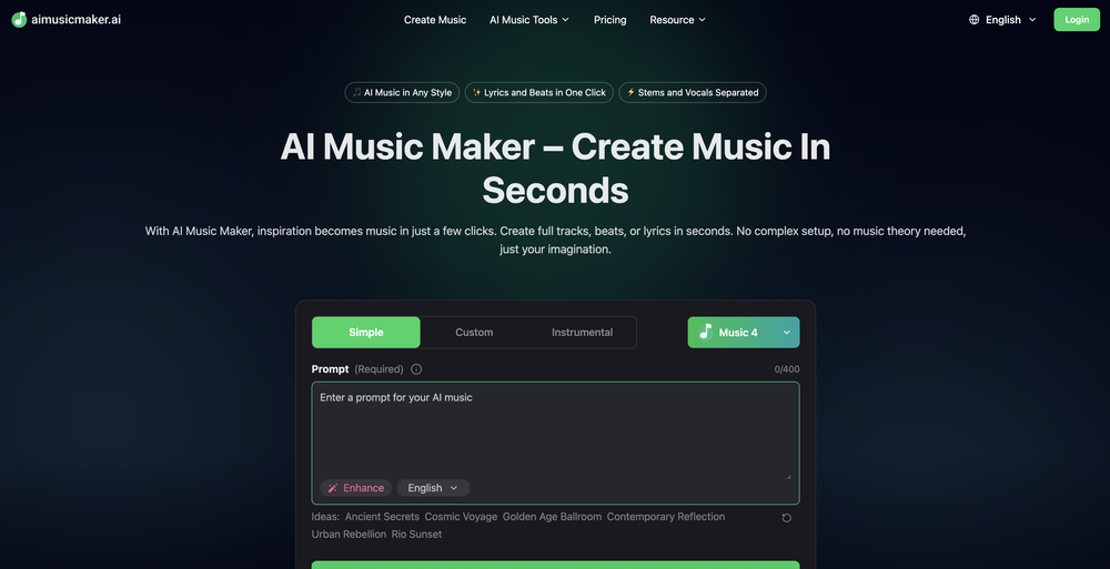 AI Music Maker website