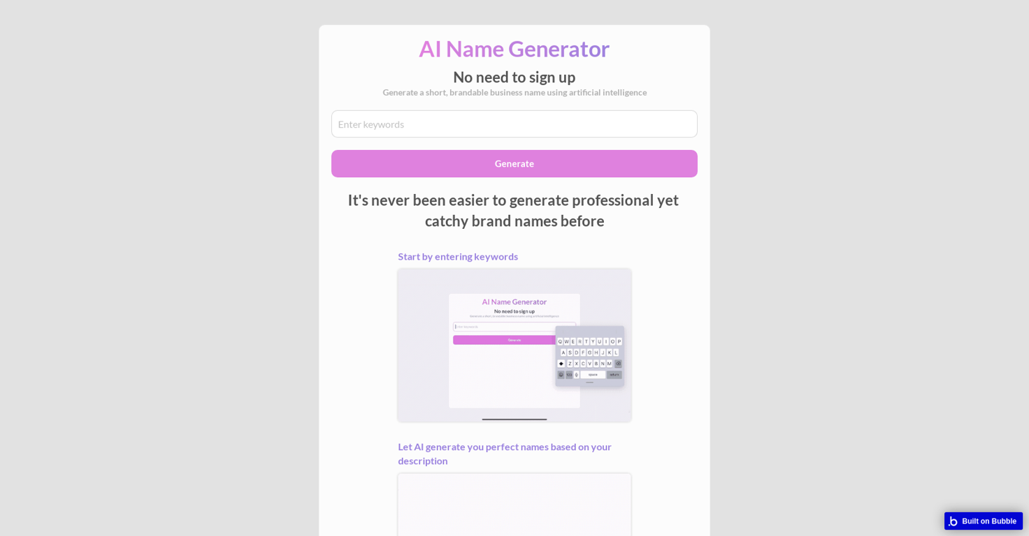 AI Name Generator website
