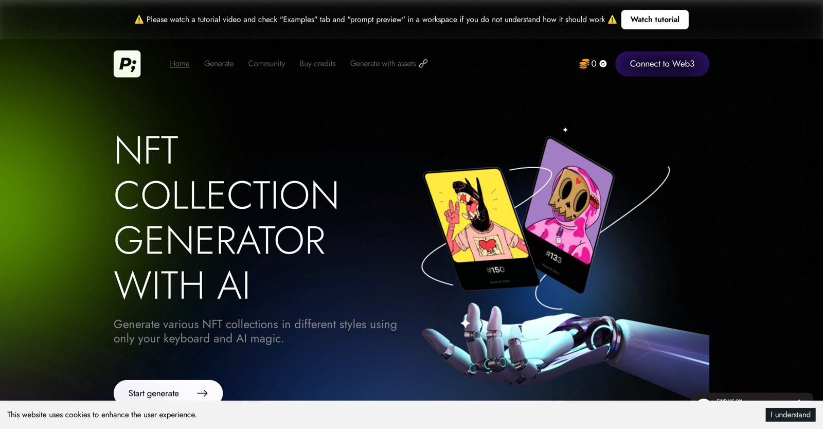 AI NFT Generator website