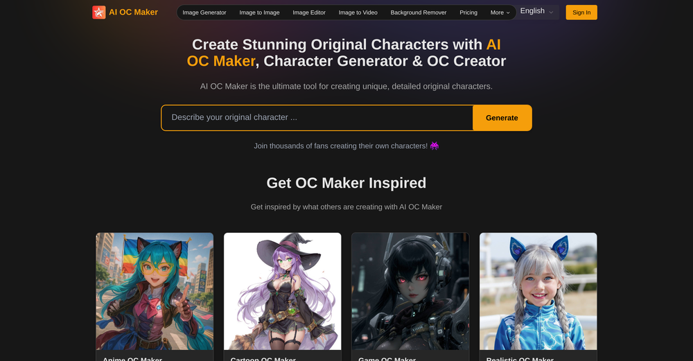 AI OC Maker website
