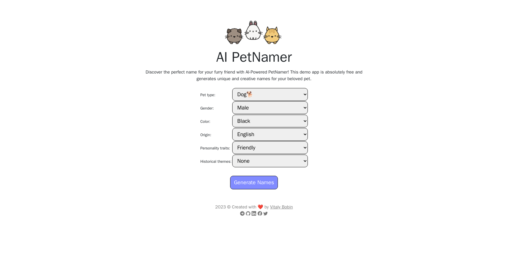 Name Generator, AI-Powered