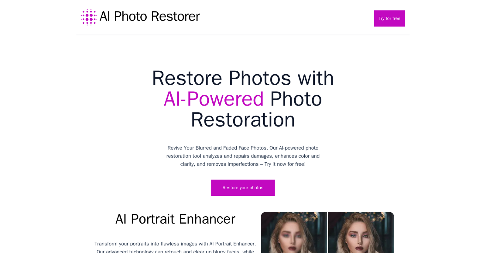 AI photo restorer website