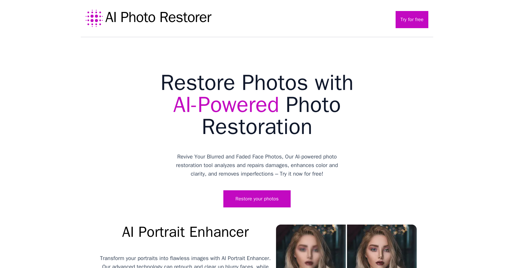 AI photo restorer website