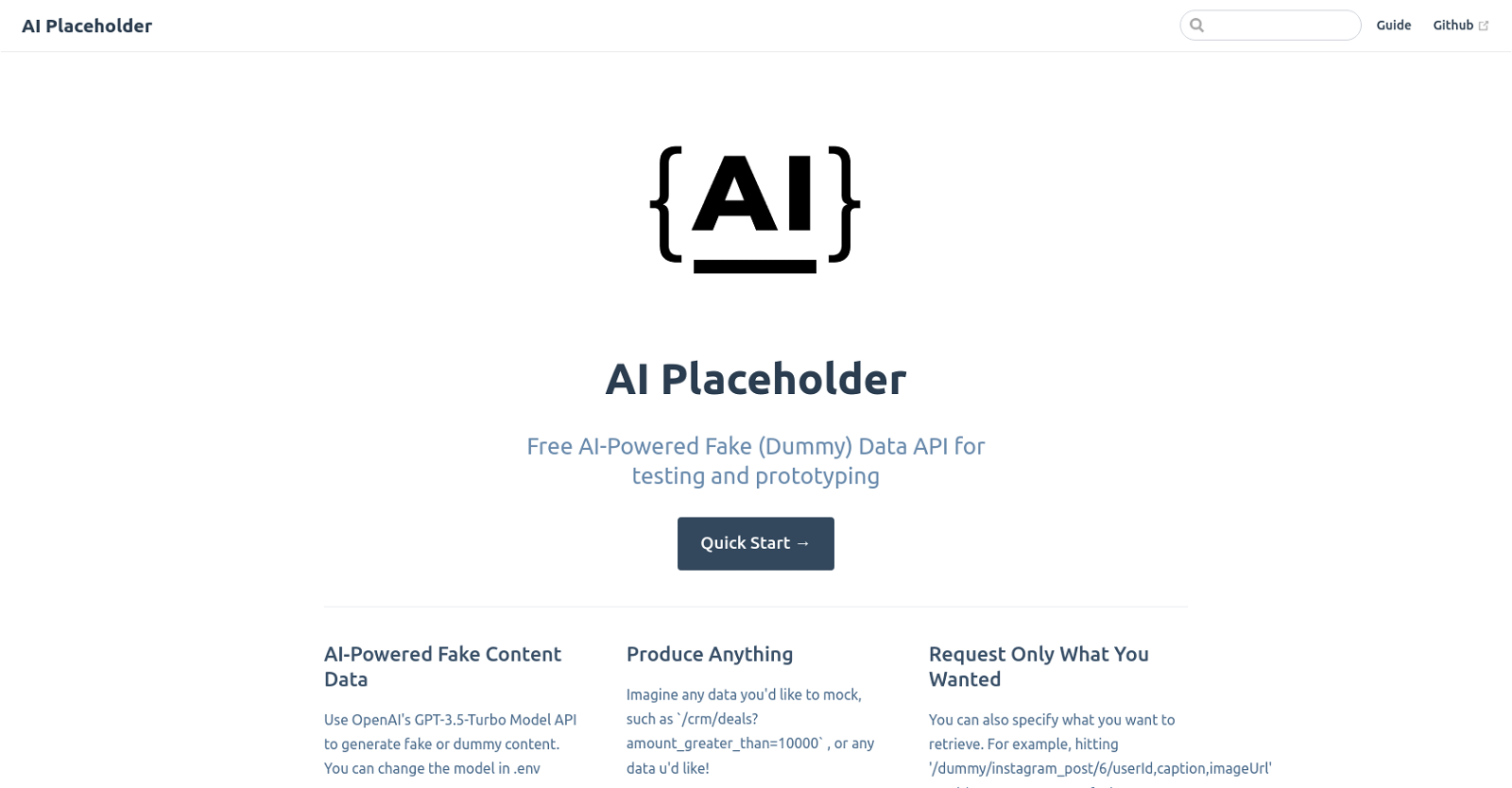 AI Placeholder website