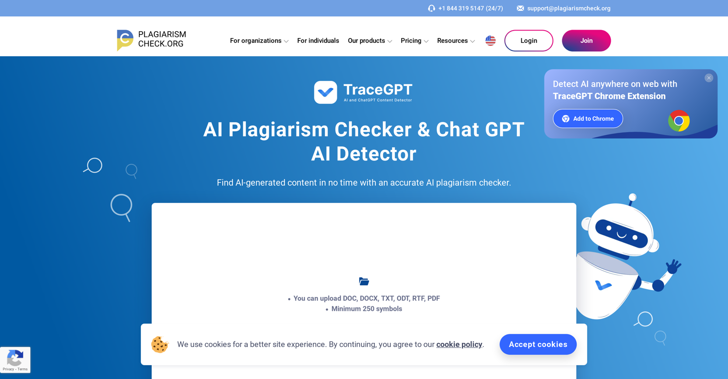AI Plagiarism Checker website