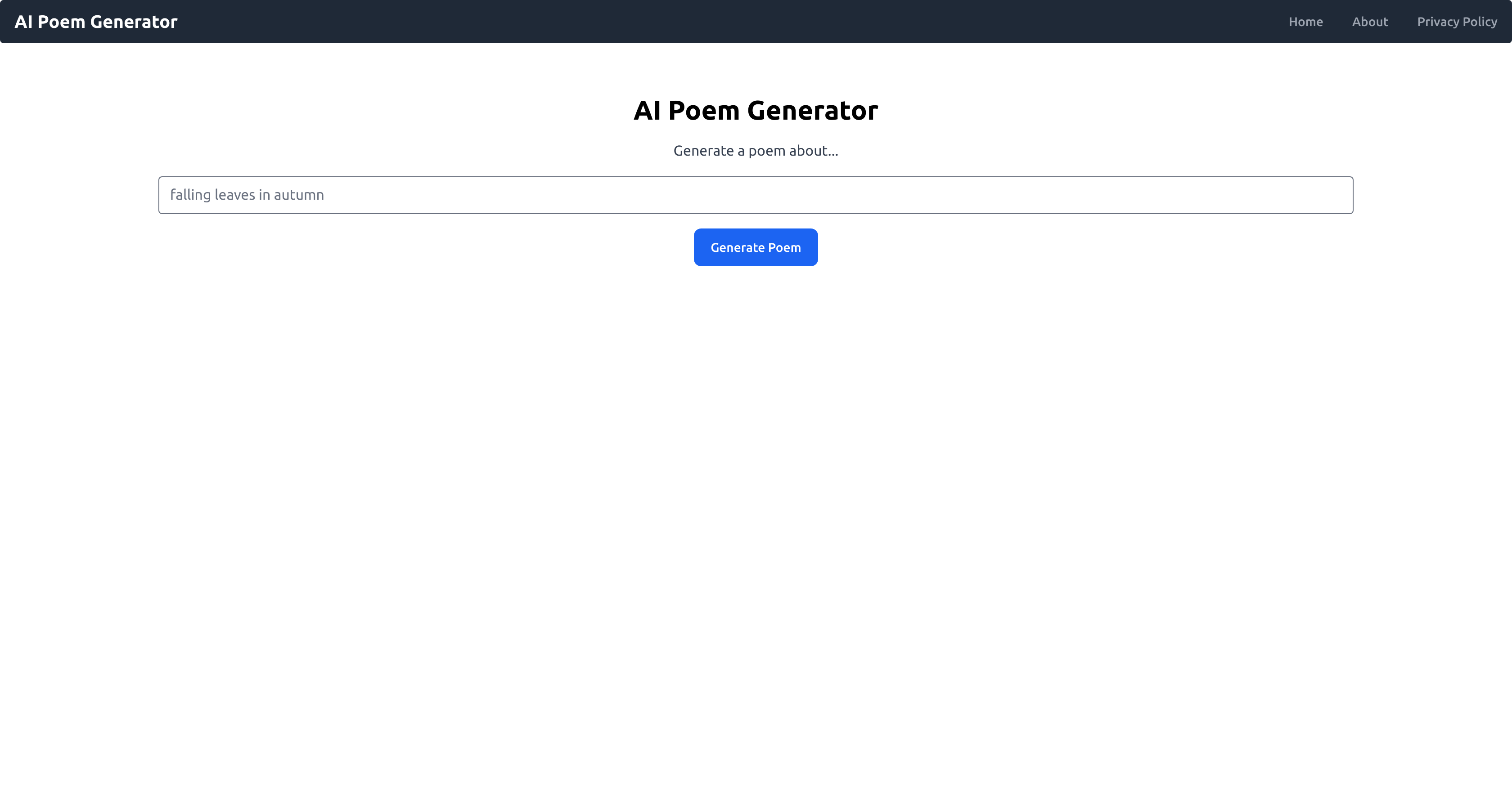 AI Poem Generator website